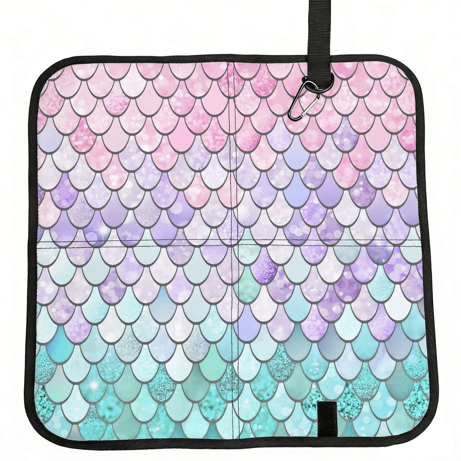 AYYQWE Mermaid Pastel Pink Purple Aqua Tea Print Foldable Seat Cushion Portable Chair Pad Office Commuting Picnic Camping Outdoor