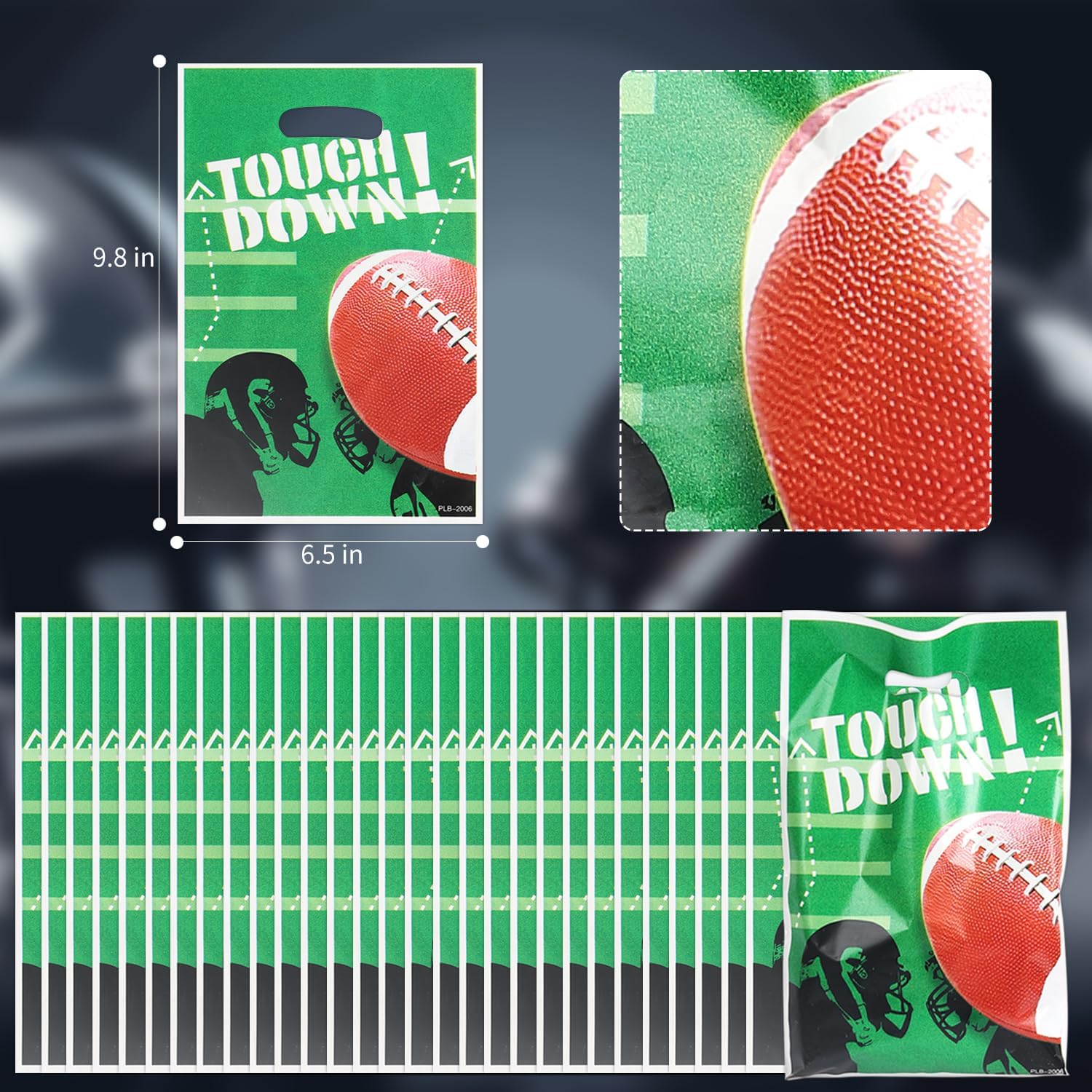 SUNAI 30 PCS Football Party Favors Goodie Bags - 6.5 * 9.8 Inch Snack Treat Bag for Football Themed Birthday Party Supplies, Events Celebrations, Green - Image 7