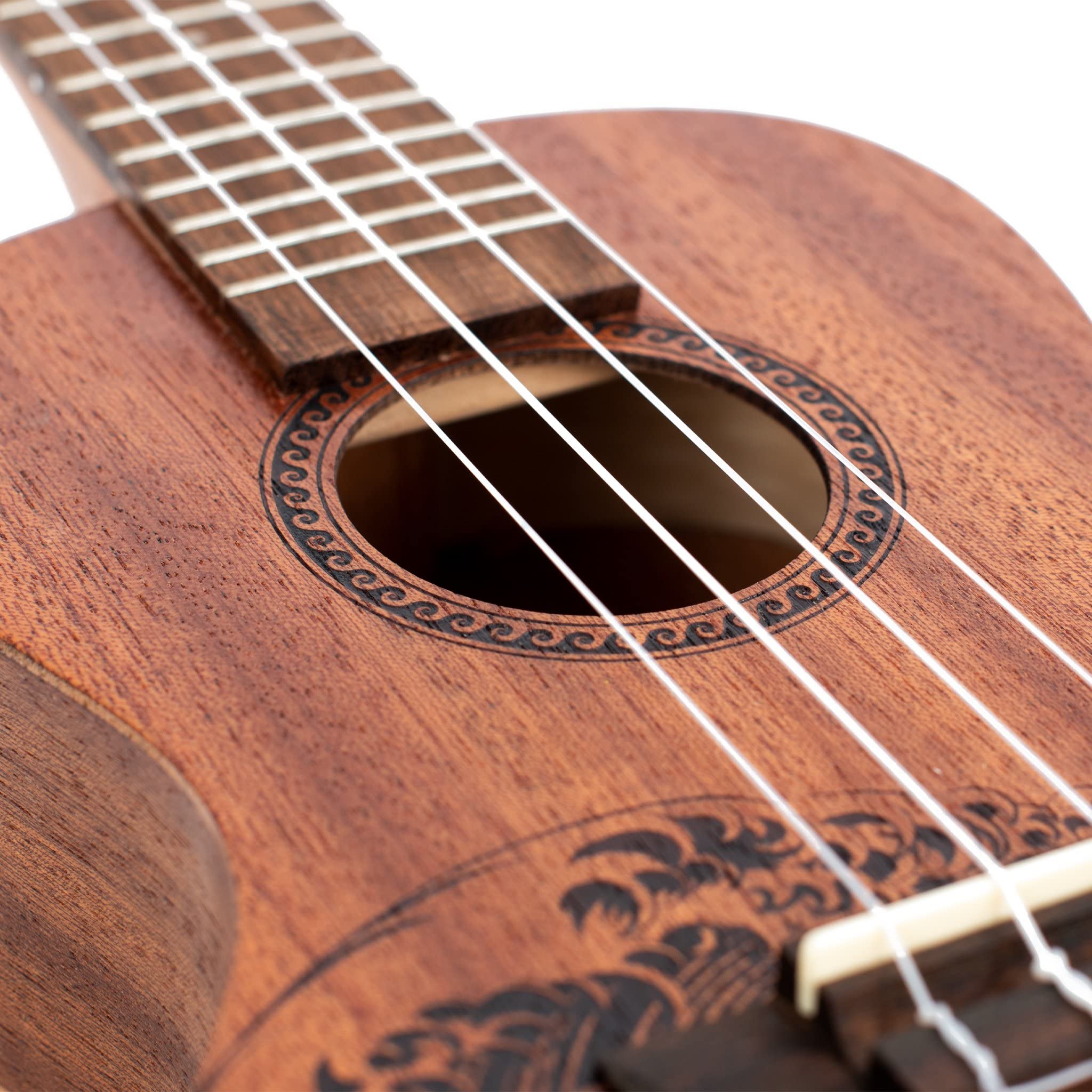 Octopus UK230CW Rosette Konzert-Ukulele Outfit - Wellenmotiv