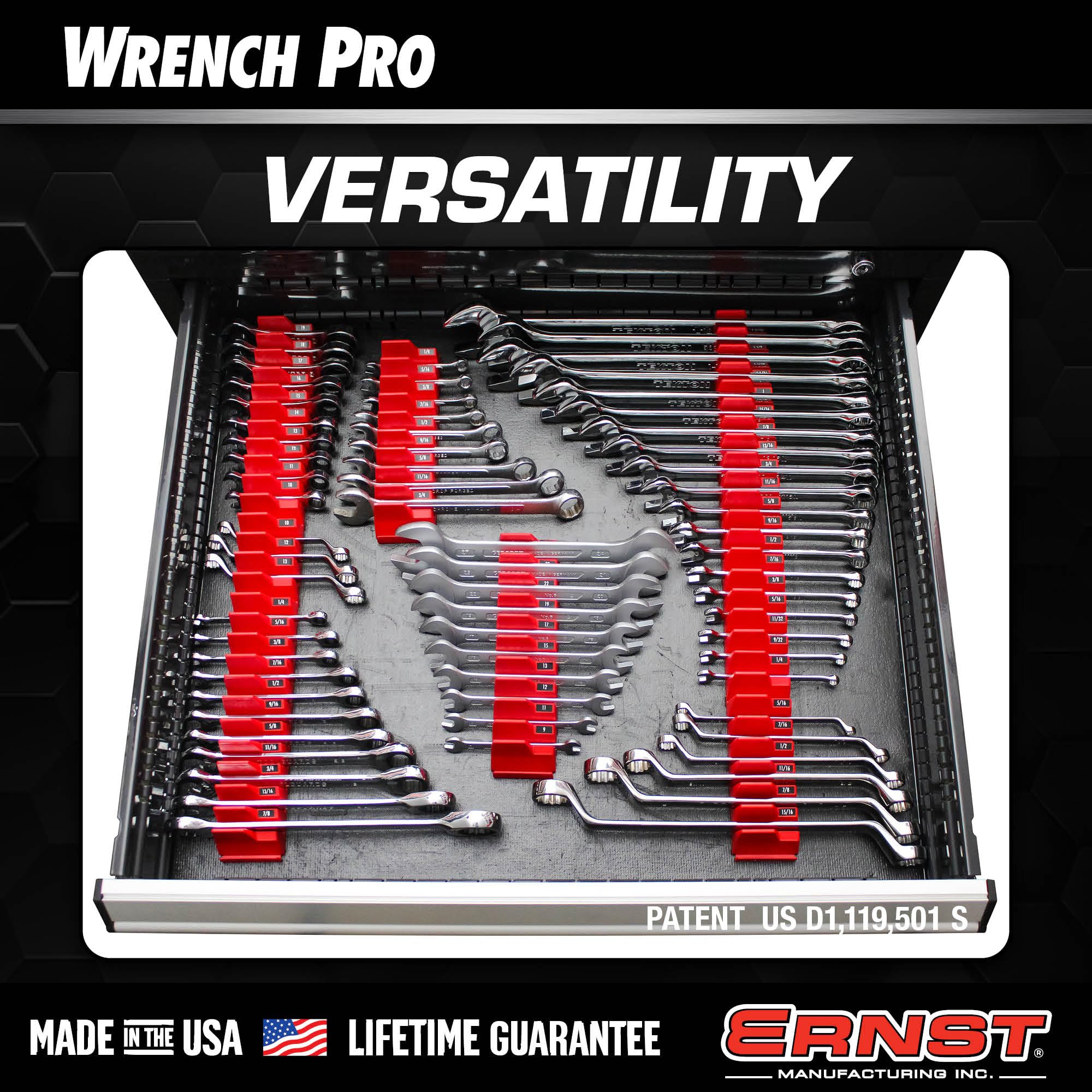 Ernst Manufacturing 5402 Wrench Pro - Cassetta degli attrezzi modulare per 20 chiavi, colore: Rosso