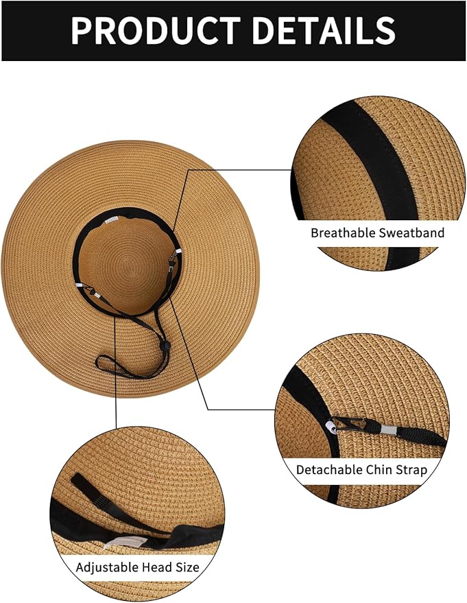 Sombrero de playa ancho de mujer, tamaño L miniatura 4