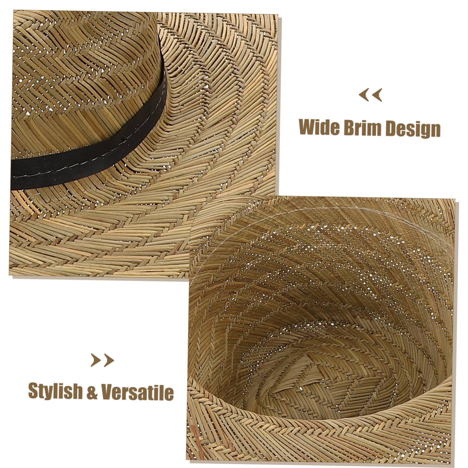 Operitacx Chapeau de Paille à Larges Bords pour Hommes Été, Protection UV, Léger et Décoratif, pour Activités de Plein Air et Randonnée, Taille 58-60 Cm
