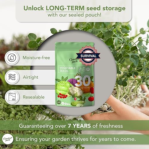 Miniatura 5 de Garden Pack Bolsa de semillas de verduras  30 variedades sin OMG, más de 10,000 semillas tradicionales para plantar verduras  Sellado para