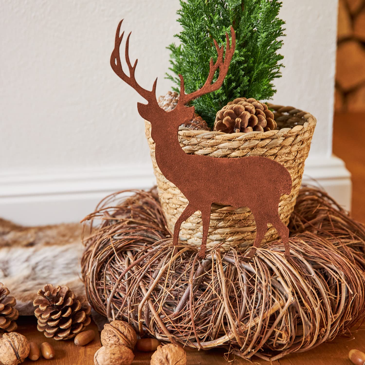 Deko Kind - Set Di 2 Teste Di Cervo Arrugginite - Resistente Alle (F1i, image size:1500x1500