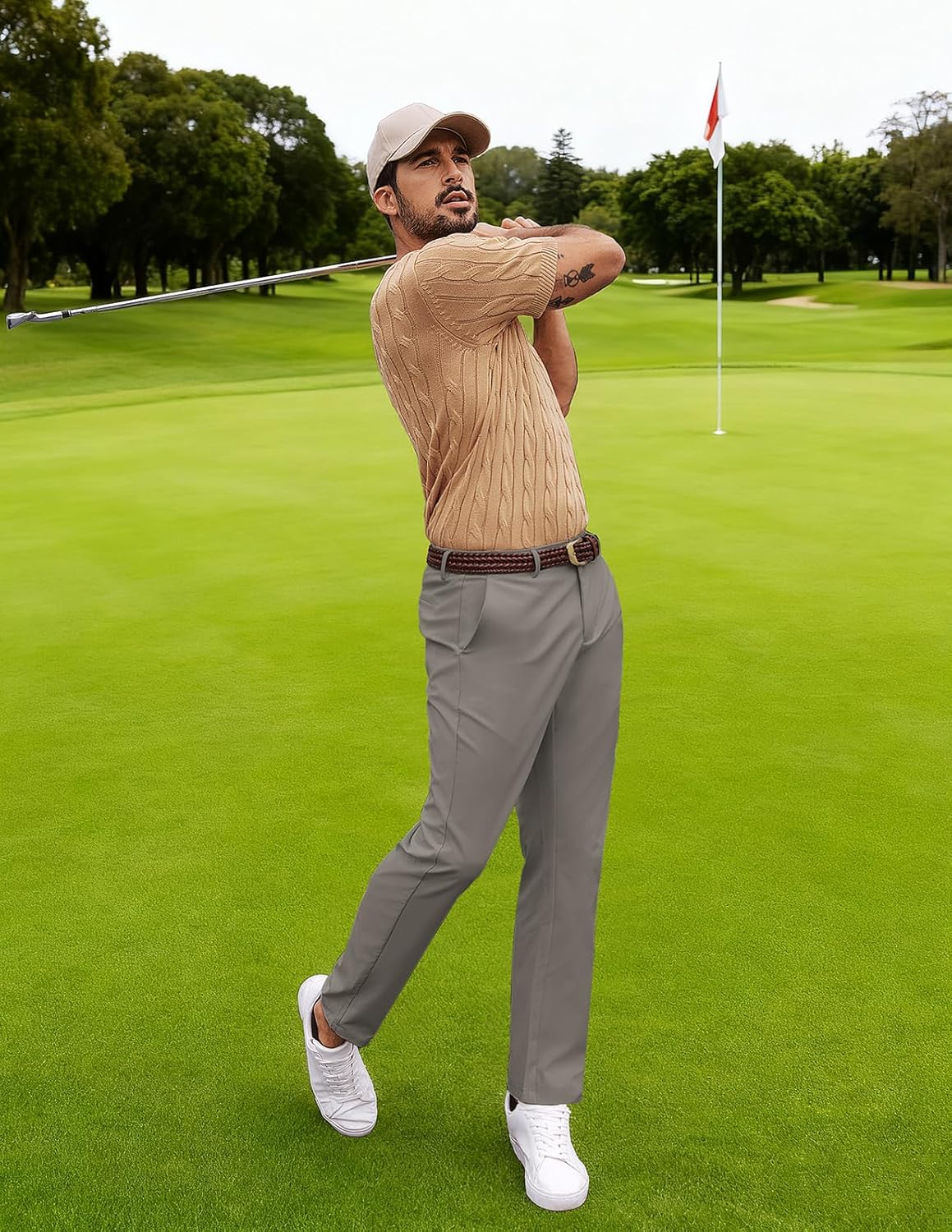 PJ PAULl Jones Mens Golf Pants Stretch Tapered Wrinkle Free Pants Casual Lightweight Trousers with 5 Pockets - Image 3