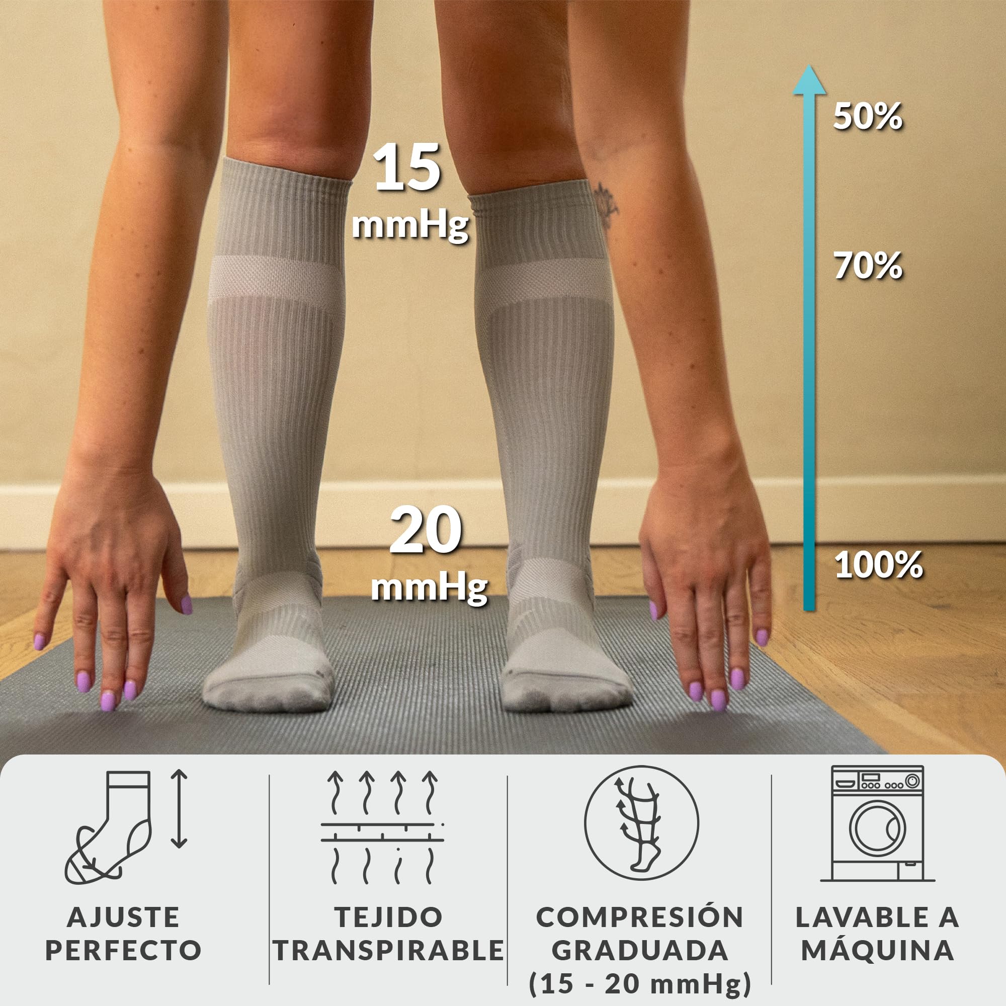360 RELIEF Medias de Compresión Mujer y Hombre - Calcetines de Compresión para Deportes, Correr, Volar, Viaje, Trabajo, Footing - Deportes Medias