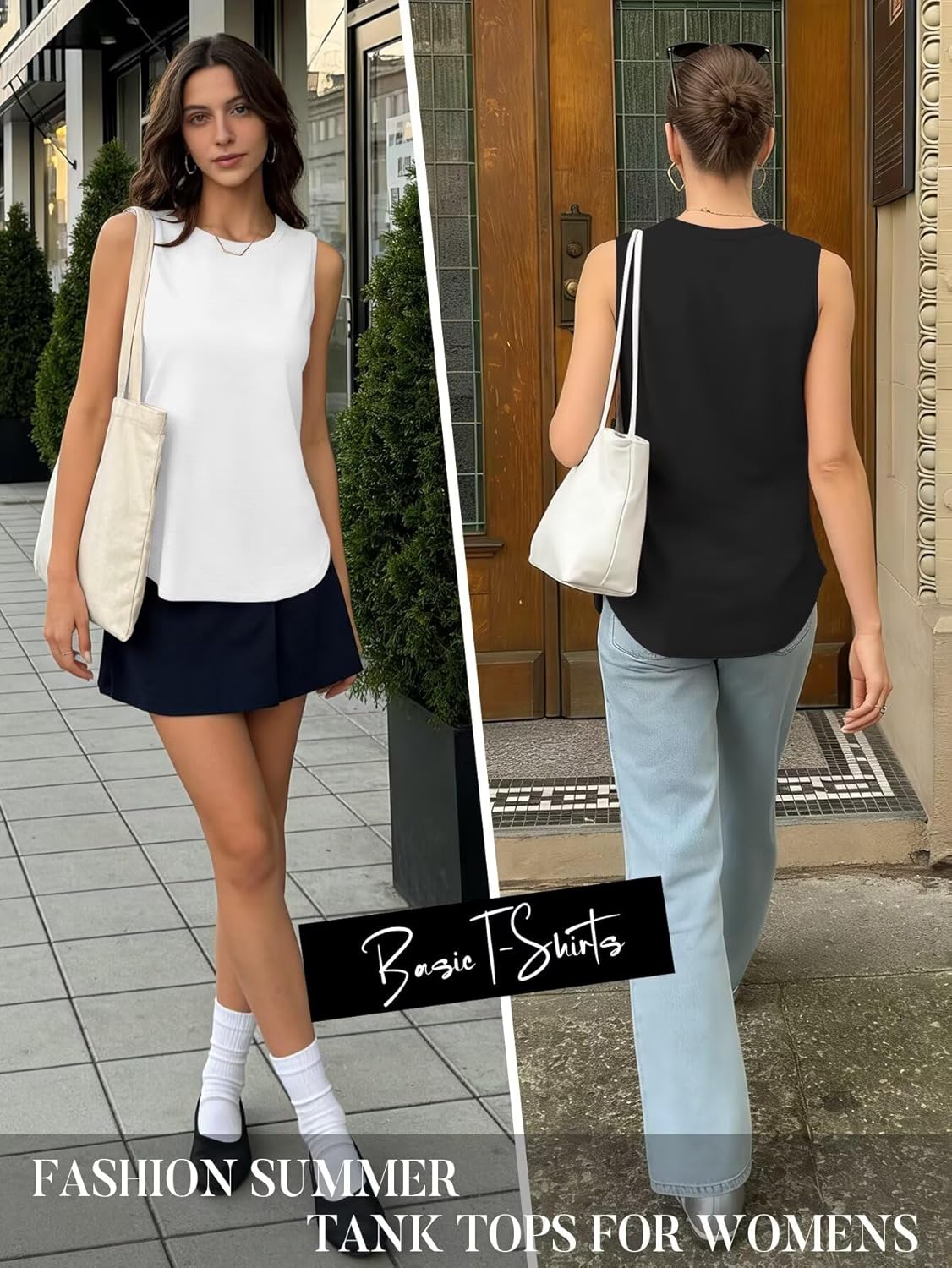 KKJ 2 Pack Womens Tank Tops Workout Tees Spring Summer Clothes Fashion Outfits Crew Neck Sleeveless Loose Fit Casual Shirts - Image 4