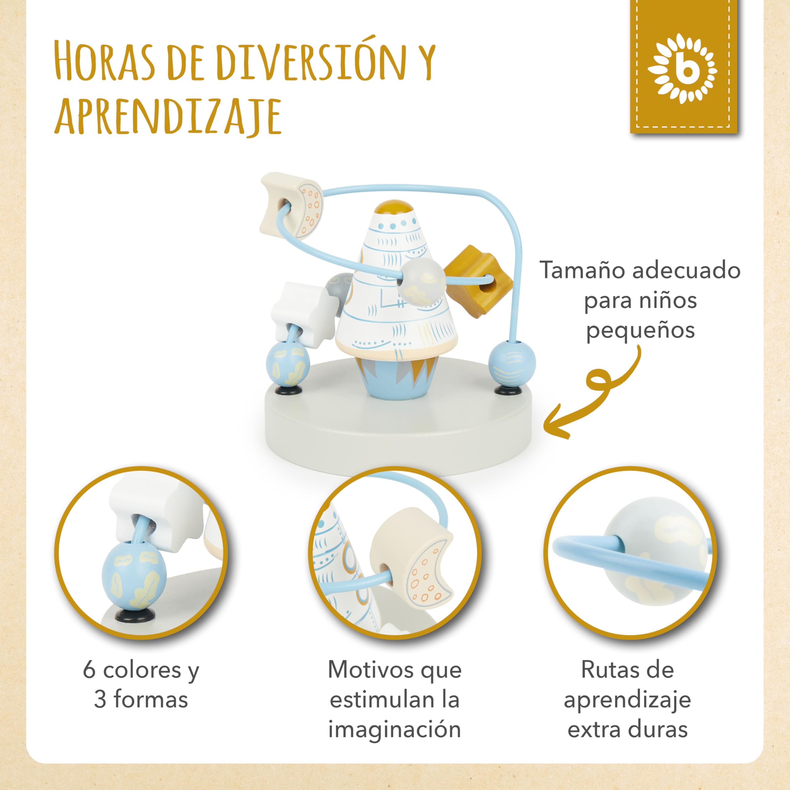 Bieco | Bola Laberinto | Bolas de Madera | Juguetes Madera 1 año | Habilidades motoras | Laberinto de Madera | Laberinto Madera | Juguetes Bebes 1 año Madera | Juguetes Madera Bebe