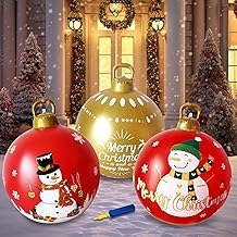 3 Pack 60cm Inflatable Christmas Baubles, Large Inflatable Christmas Baubles Christmas Decorations for Outdoor Patio Garden Christmas Decorations (Type 2)