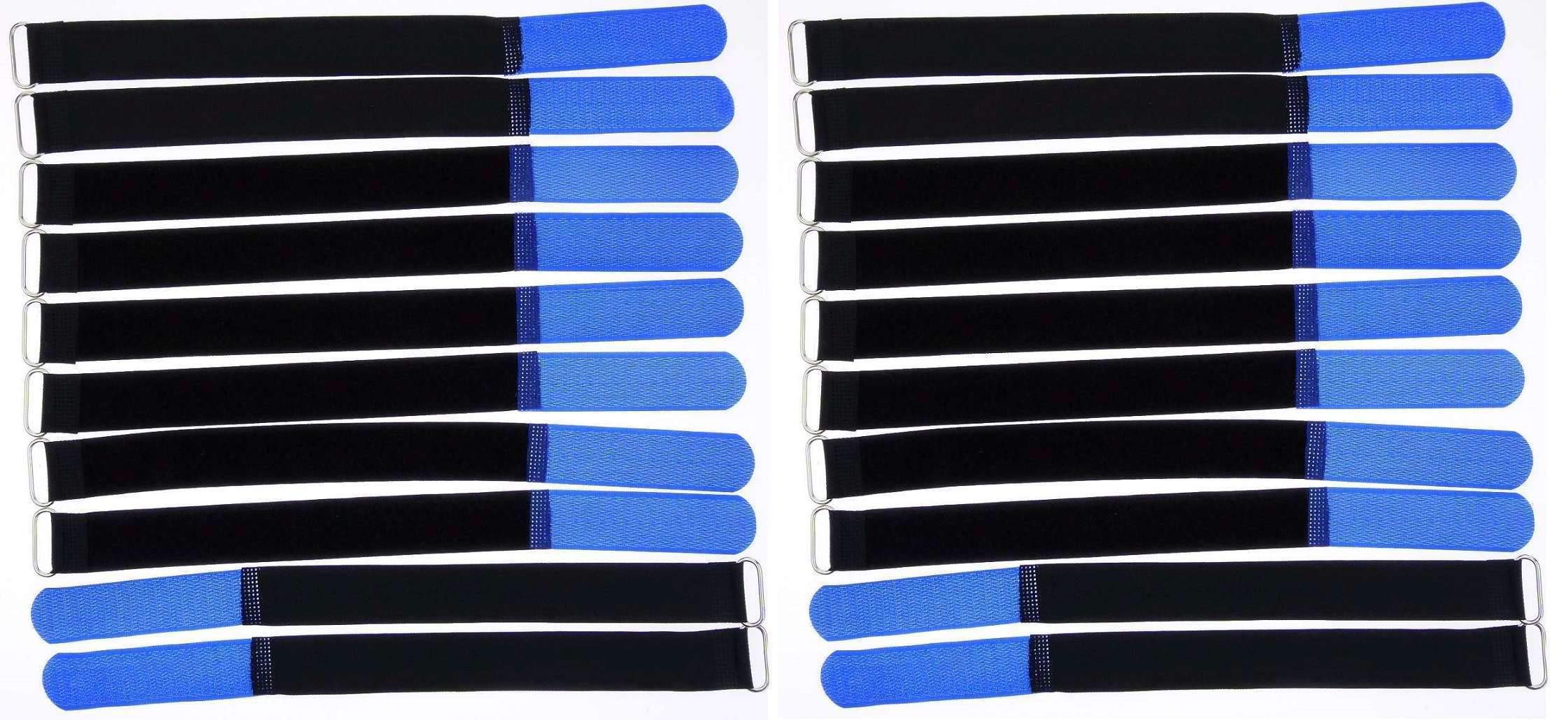 100x Klett-Kabelbinder Blau – 20 Cm Lang, 20 Mm Breit, Wiederverwendbar Mit Metall-Öse