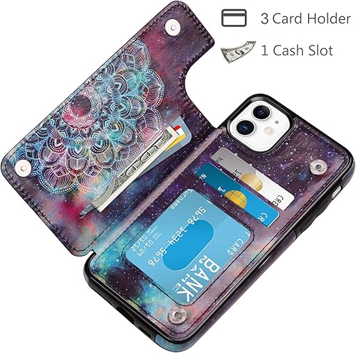 Miniatura 9 de HianDier Funda tipo cartera para iPhone 11, funda protectora delgada con ranura para tarjeta de crédito, funda de piel sintética suave con cierre