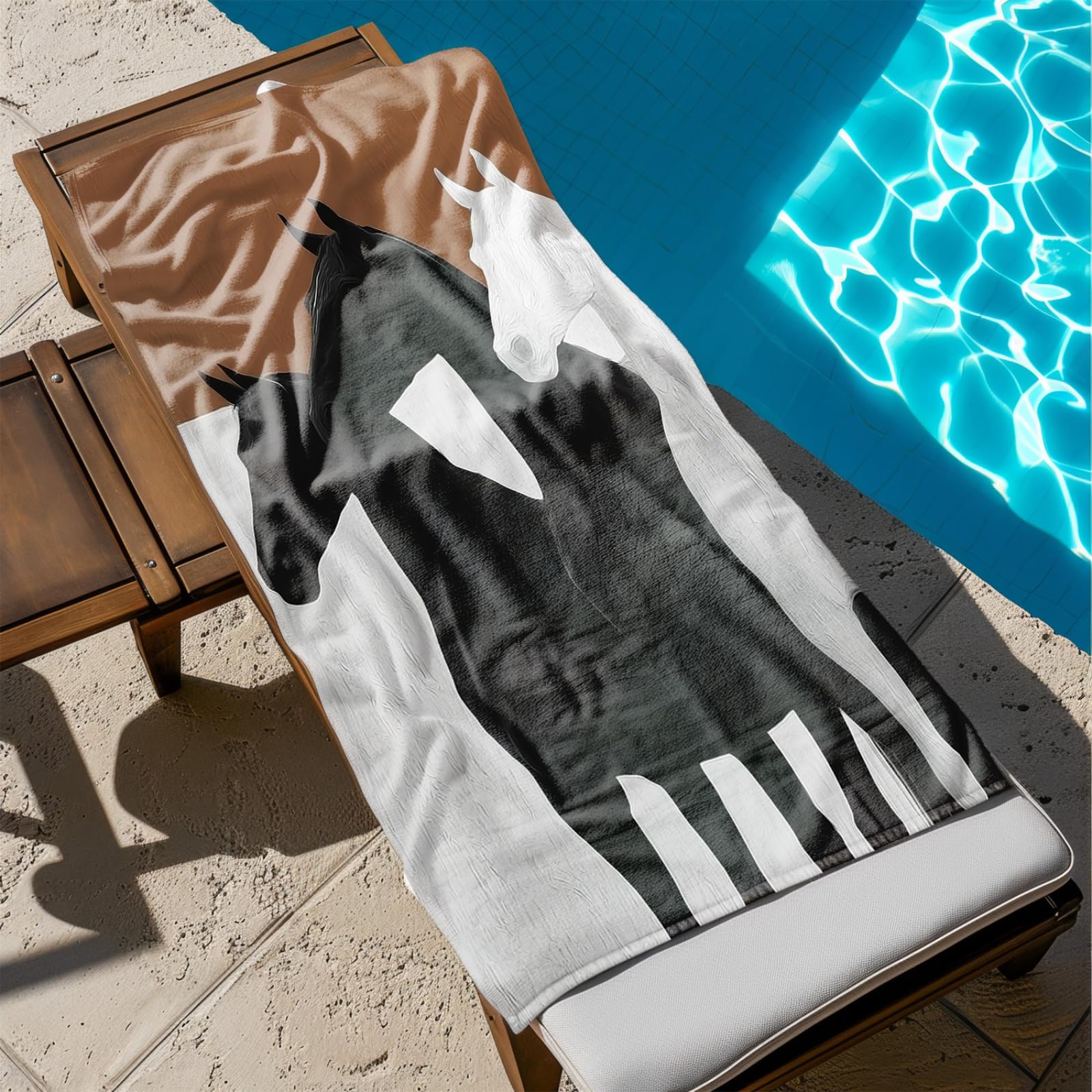 Générique Serviette Microfibre Plage Modèle Noir Blanc