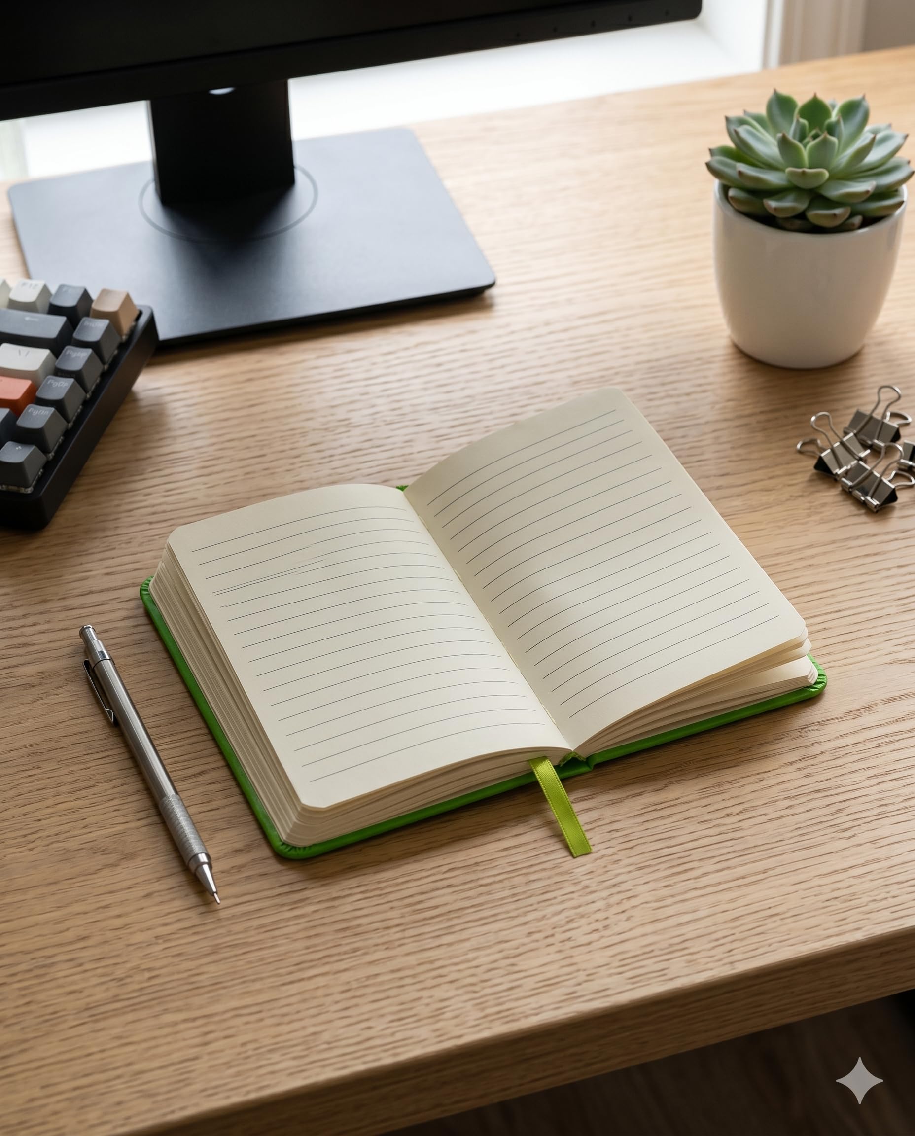 Taccuino A6 con Elastico – Copertina Rigida in Similpelle PU, 80 Pagine, Carta Bianca 80g/m² – Quaderno Tascabile per Appunti, Viaggi, Diario, Scuola, Ufficio (100, Verde Mela)