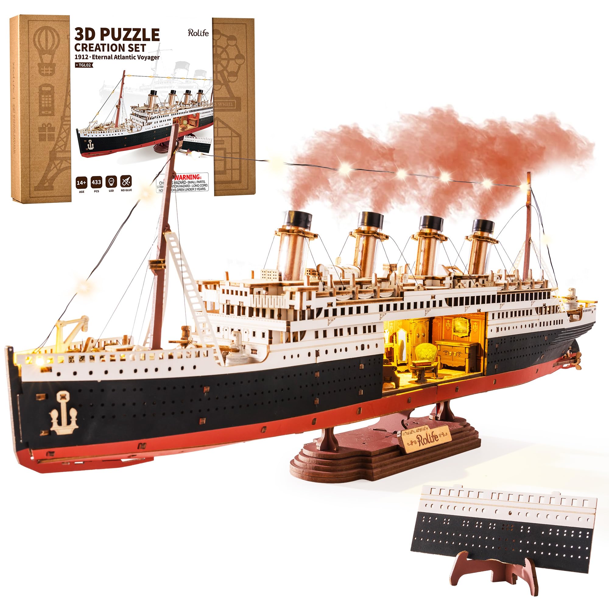 Amazon | Rolife 立体パズル 3D木製パズル タイタニック号 モデル LED