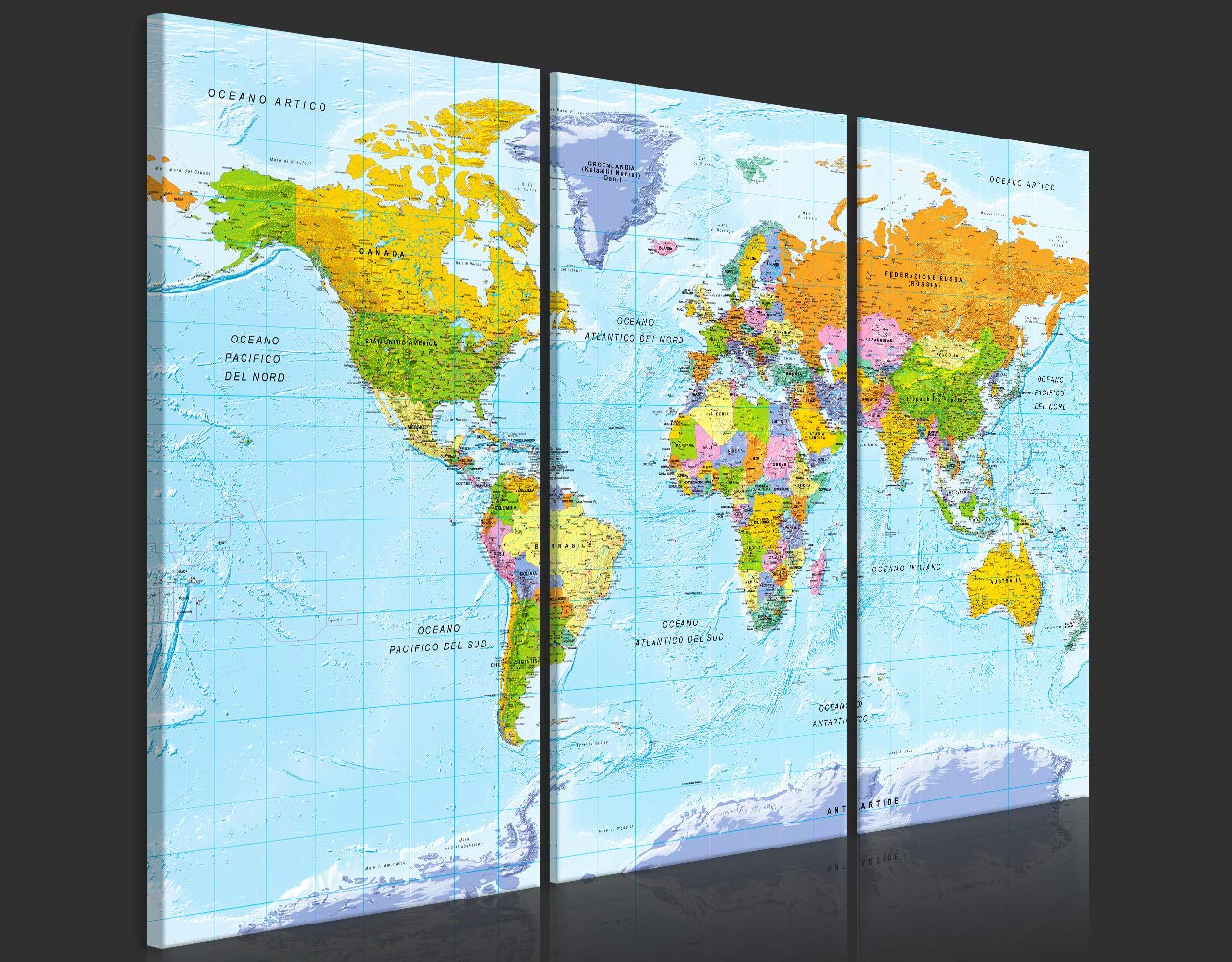 Mappa Mondo Lavagna Sughero 90x60 Cm - 3 Pezzi Componibili Per Appendere Ricordi Di Viaggio - Foto 2