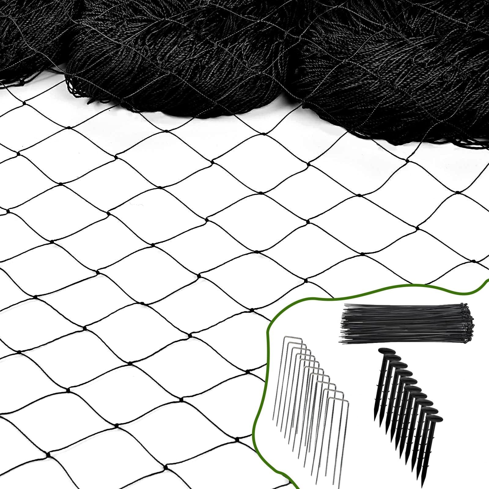 CITOOTY Bird Netting for Chicken Coop Run, 25x50 Ft Heavy Duty Poultry Netting with 2.4" Mesh, UV Resistant Black Net Garden Netting for Fruit Trees, Vegetable Plants, and Yard Protection