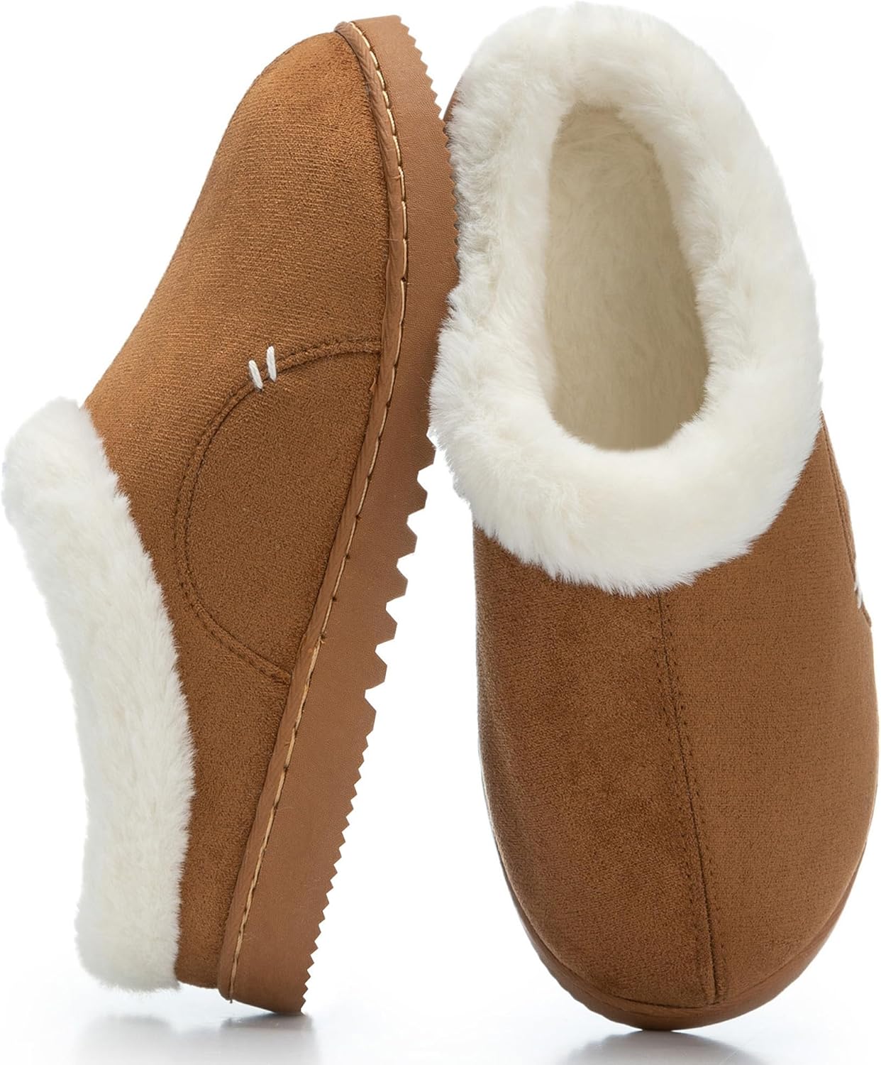 NineCiFun Women's Suede Memory Foam Slippers Plush Faux Fur Lining House Shoes with Non-Slip Sole for Indoor Outdoor Comfort