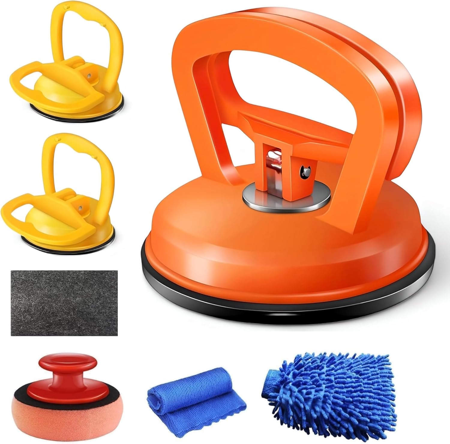 (Incomplete missing piece)Paintless Dent Repair Kit – 7-Piece Car Dent Puller Set with Suction Cups, Polishing Pad & Cleaning Accessories for Auto Body Dents & Scratches