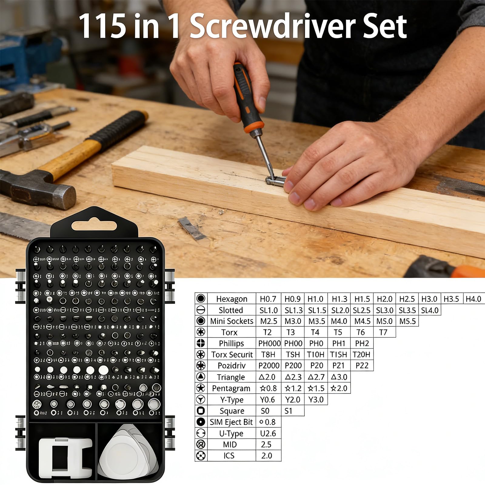 Kit de tournevis 115 en 1, petit ensemble de tournevis de précision, kit d’outils de réparation professionnel pour téléphone, ordinateur, montre, console, lunettes et électronique, cadeau pour homme - 4