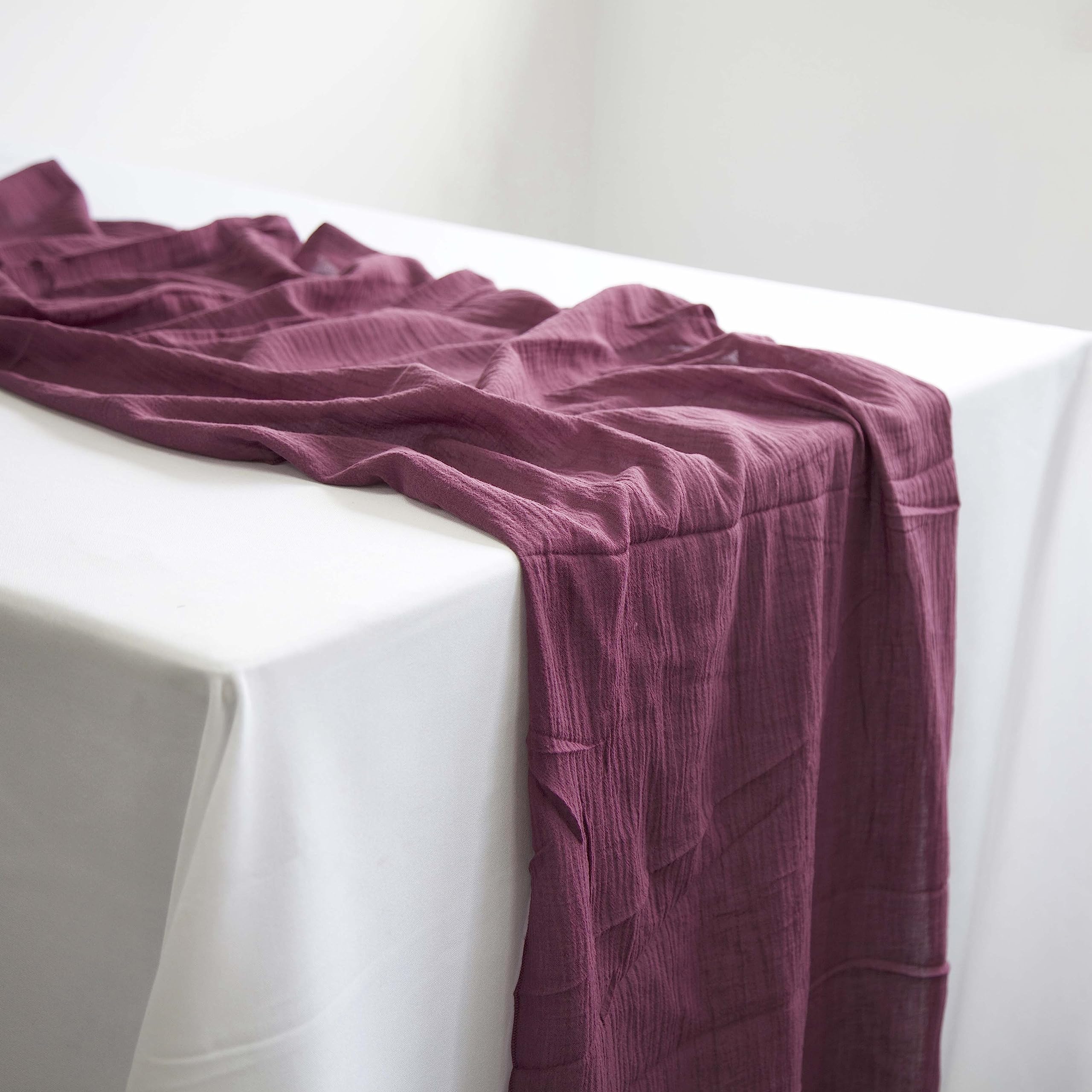 Decor Essentials Berry Purple Cheesecloth Table Runner Rustic Wedding Bridal Baby Shower Drapery