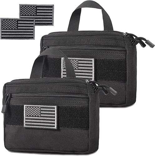 MOLLE - Bolsa táctica 1000D multiusos compacta, bolsa de herramientas colgante EDC con parche de bandera de EE. UU