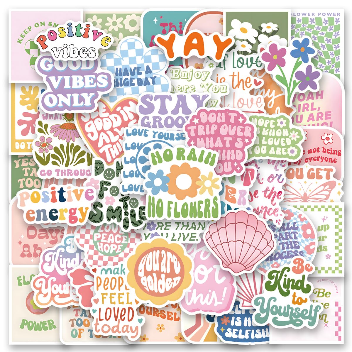 100pcs Cute Preppy Stickers Pack for Girls Women Kids Vinyl Waterproof Aesthetic Stickers for Water Bottles Laptop Phone Pink Aesthetic Preppy Stuff,