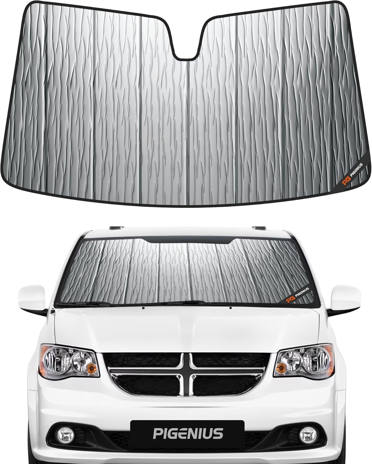 Windshield Sunshade for Dodge Grand Caravan 2008-2020 (Mini Van), Reversible Silver/Black