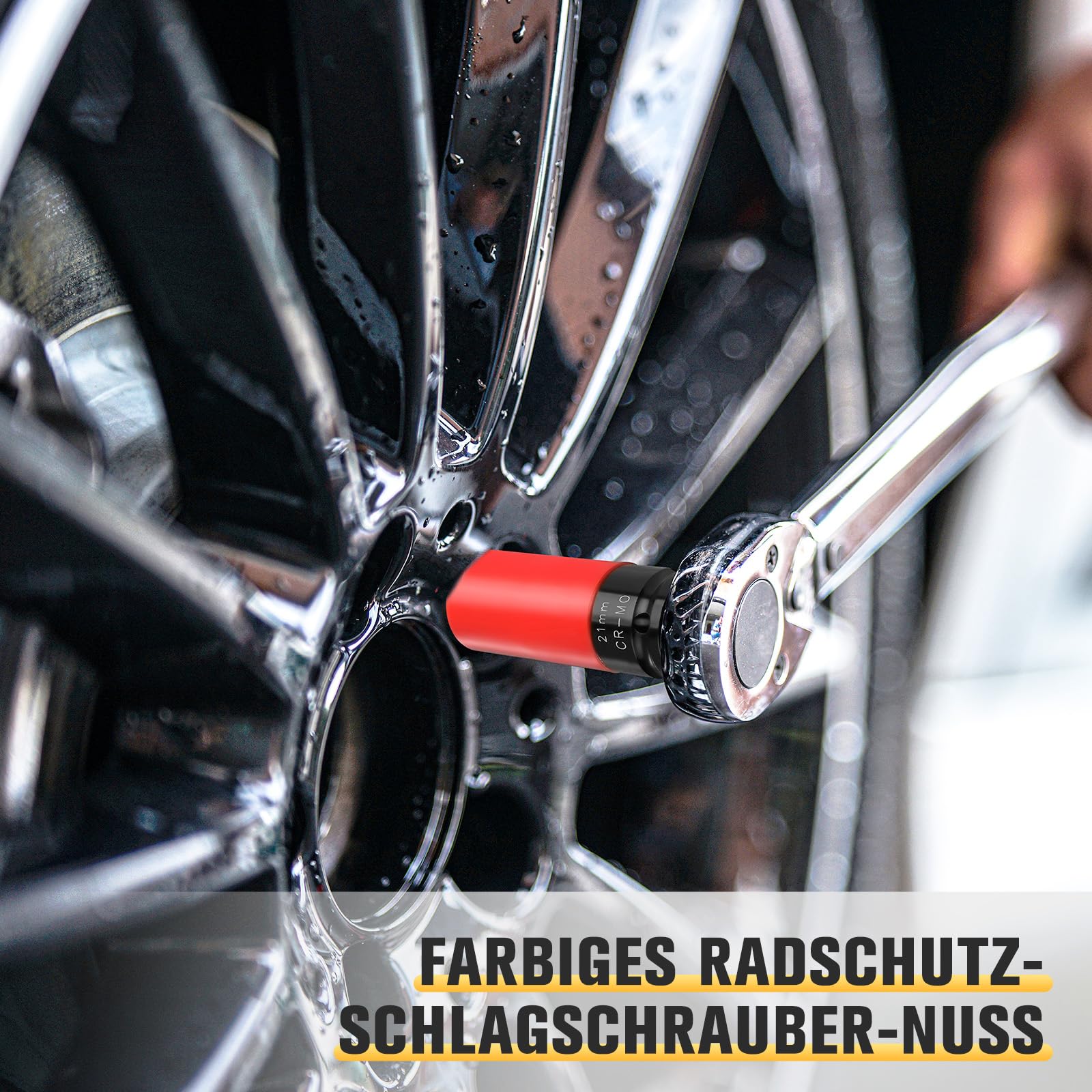 5-teiliges Schonnuss-Set 1/2 Antrieb – Metrisch (15,17,19,21,22 Mm), Cr-Mo, Mit Felgenschutz