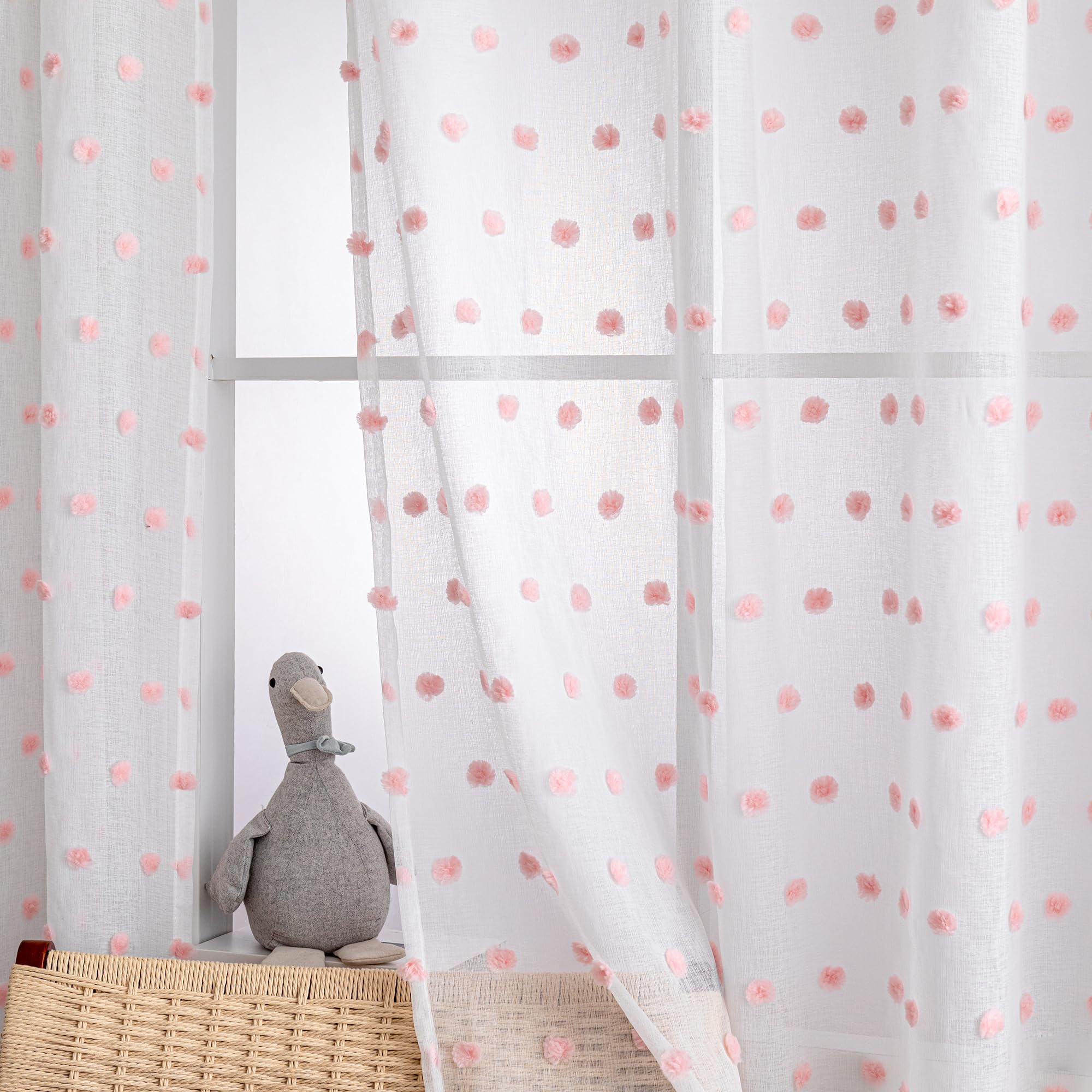 Tende con nastro arricciato trasparenti set da 2 A 175 x L 140 cm per camera dei bambini soggiorno camera da letto