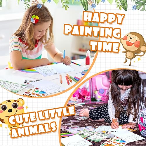 Miniatura 4 de Tenceur 96 piezas de recuerdos de fiesta de safari de la selva para niños y bebés, 24 libros de animales para colorear, 24 colores, 24 calcomanías