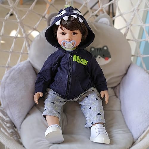 Miniatura 6 de Muñecas Reborn de 24 pulgadas y 23.6 in para niños pequeños, de aspecto real, tela de silicona suave, cuerpo pesado, realista, juguetes de regalo