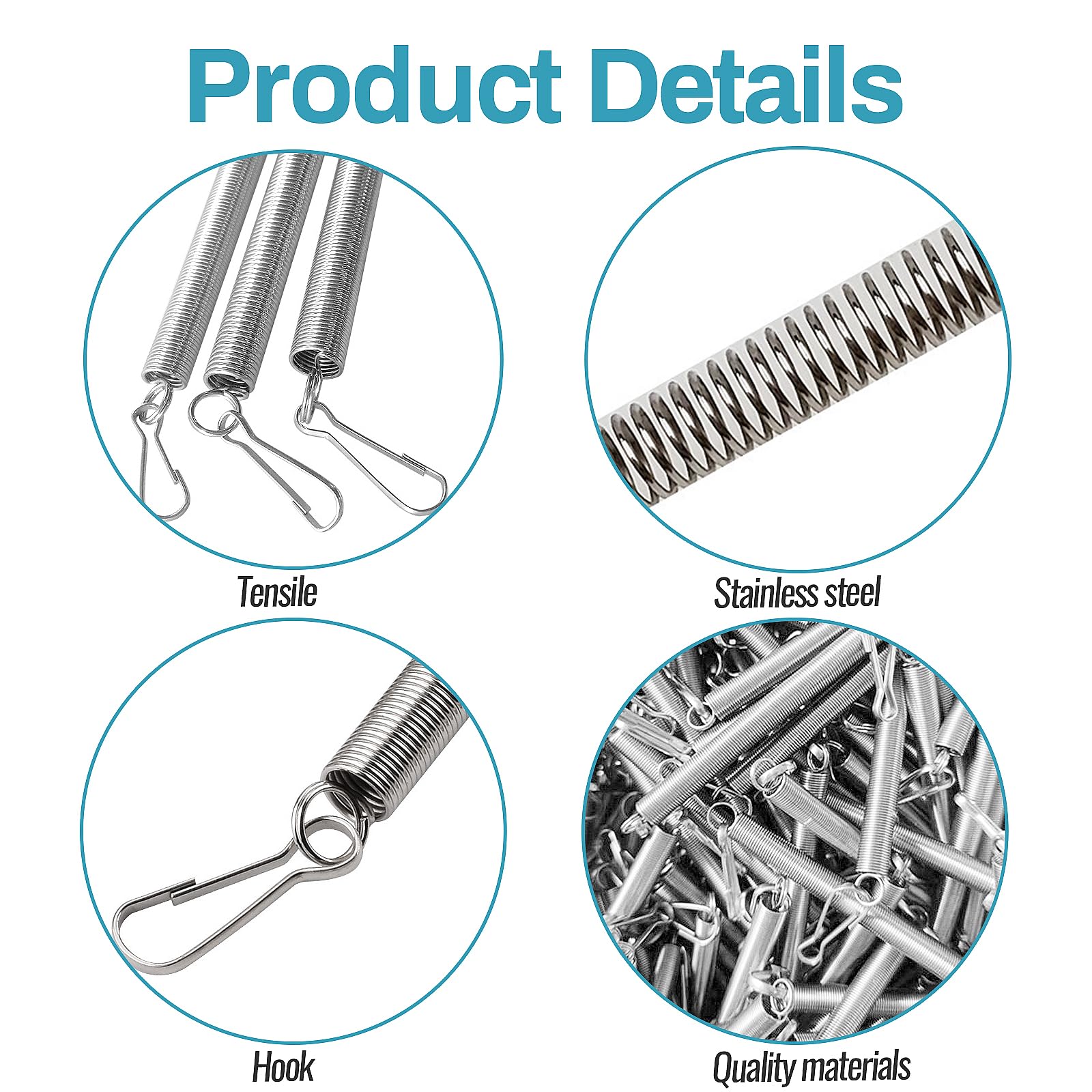 12 Pcs Small Springs Assorted with 2 Clips, Heavy Duty Compression Spring Stainless Steel Tension Springs for Holding Rabbit Hamster Guinea Pigs Animal Water Dispenser Drinking Bottle - Image 3