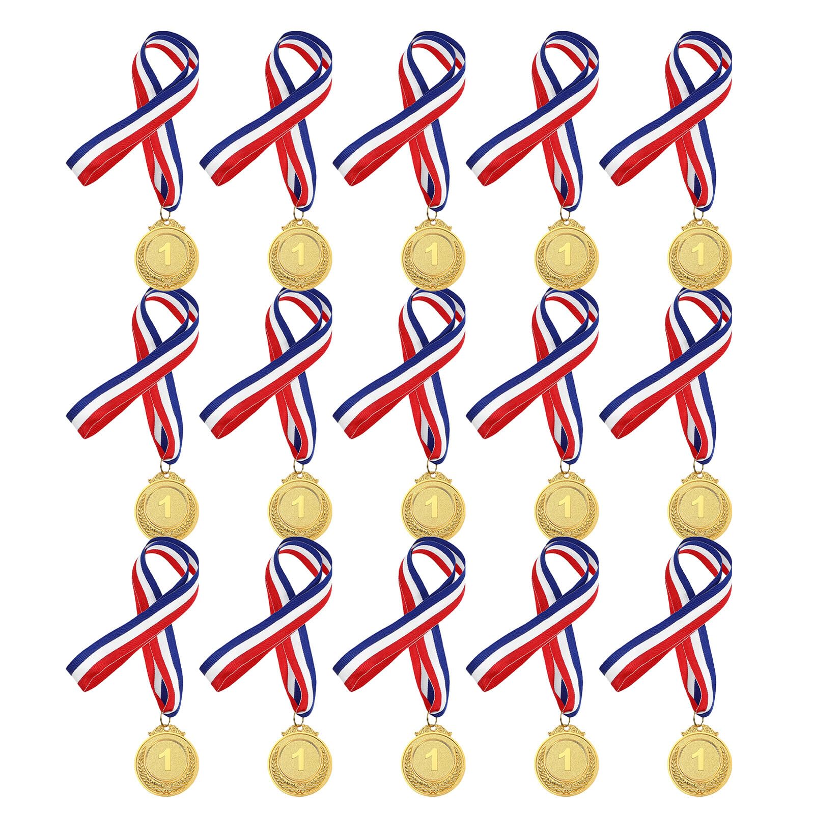 BESTonZON 15 Pezzi Medaglie Numerate Dorate in Lega con Nastro Comodo per Premi Sportivi Scuola Calcio Basket Corsa Football