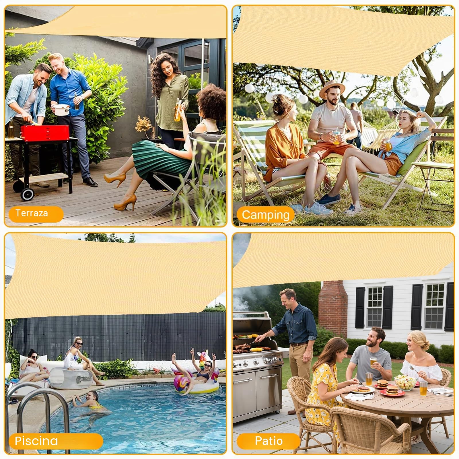 Toldo Vela Rectangular, Toldo Vela de Sombra Rectangular 2,5 x 3 m, con Kits de Montaje, Protección Rayos UV y HDPE Transpirable, para Exterior, Jardin, Patio