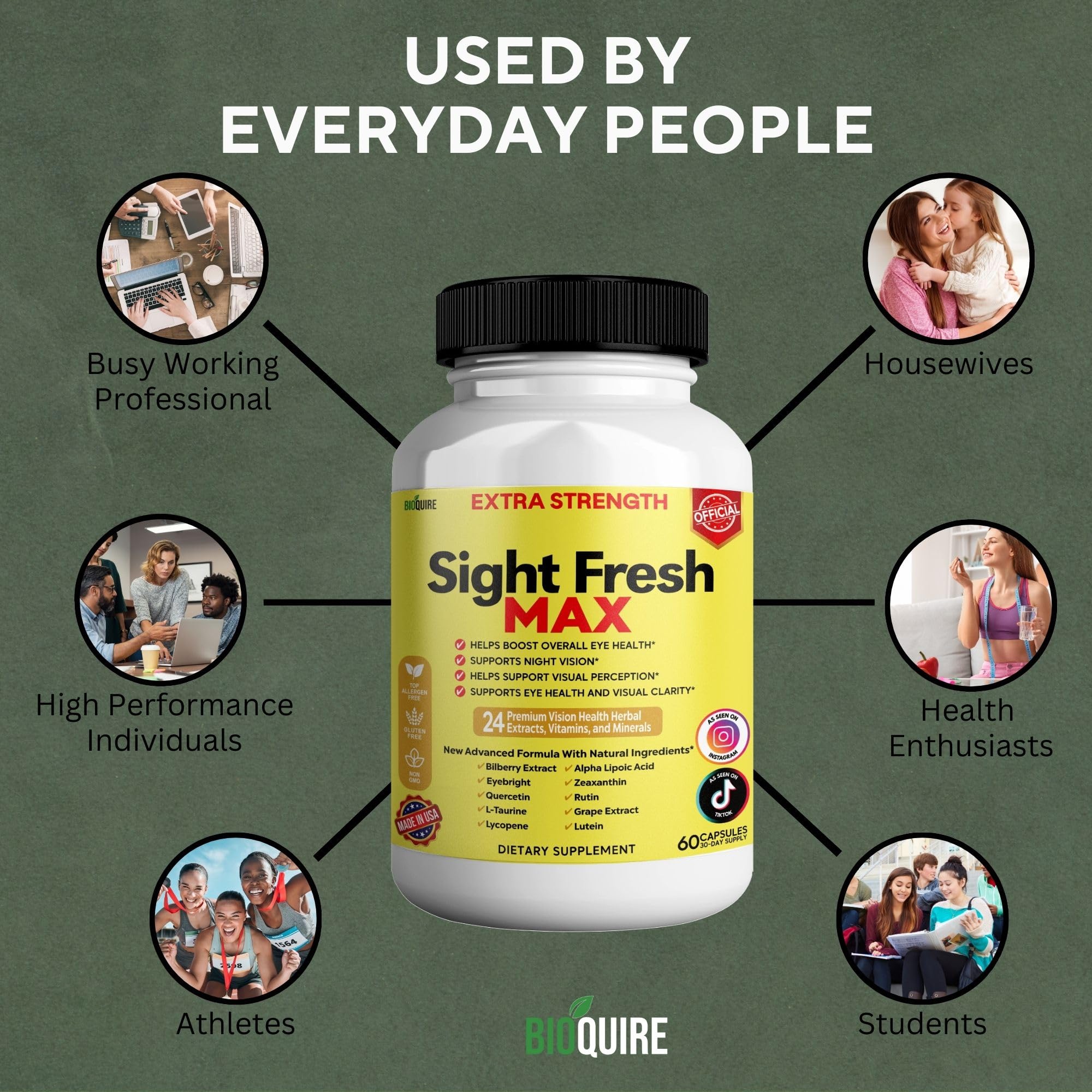 Sight Fresh MAX Vision Support Supplement, 60 Capsules, Extra Strength Eye Health Formula with Bilberry, Lutein, Vitamins, 30 Day Supply (1) — Amazon image 2