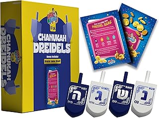 Hanukkah Dreidels - Blue and White Wooden Dreidel - 10 Pack Medium - Hand Painted - Game Instructions Included
