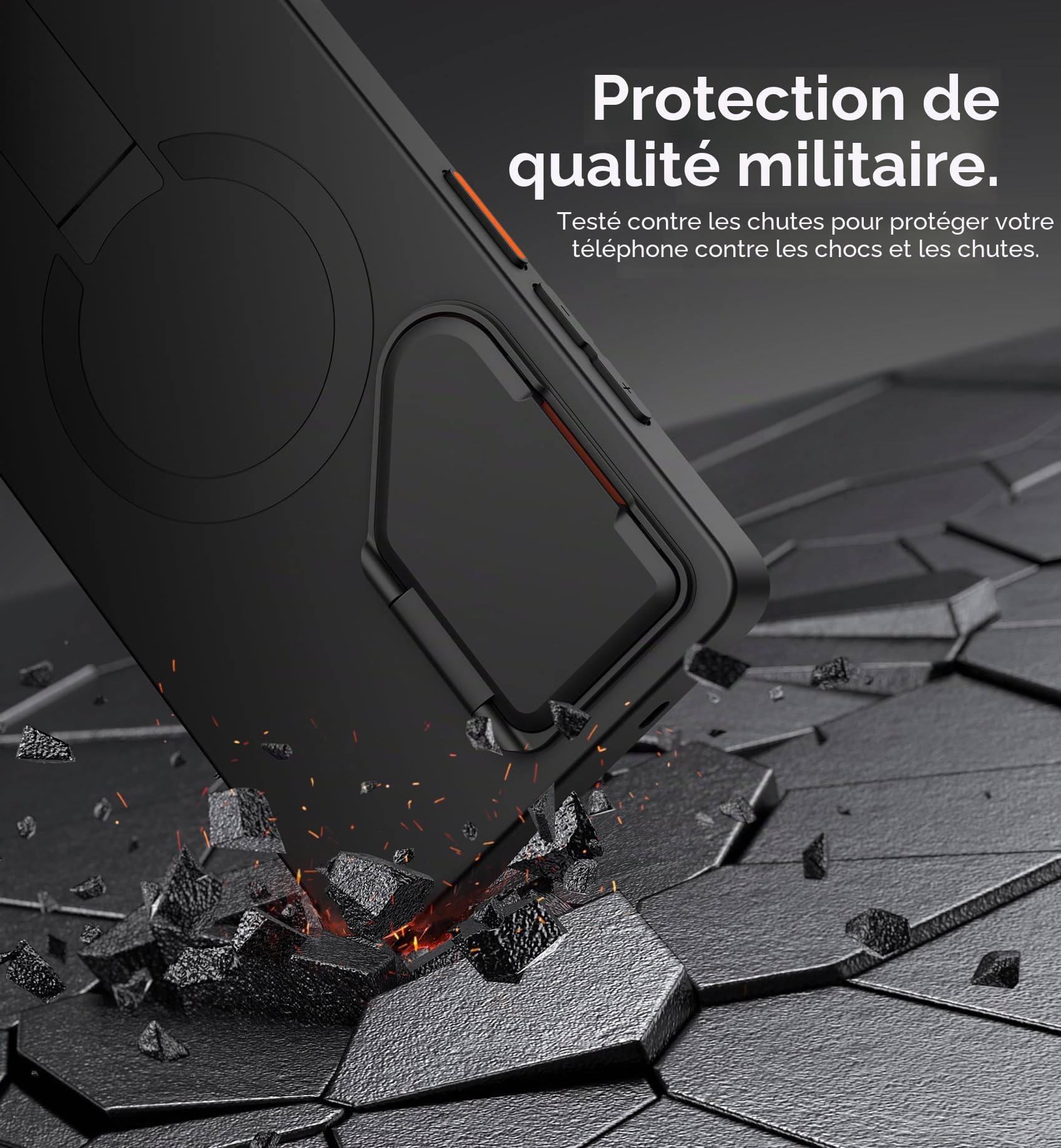 SURITCH Magnétique Coque Compatible avec Samsung Galaxy S26 Ultra avec Couvercle de Caméra et Support Métallique Résistante aux Chocs Housse de Protection-Noir
