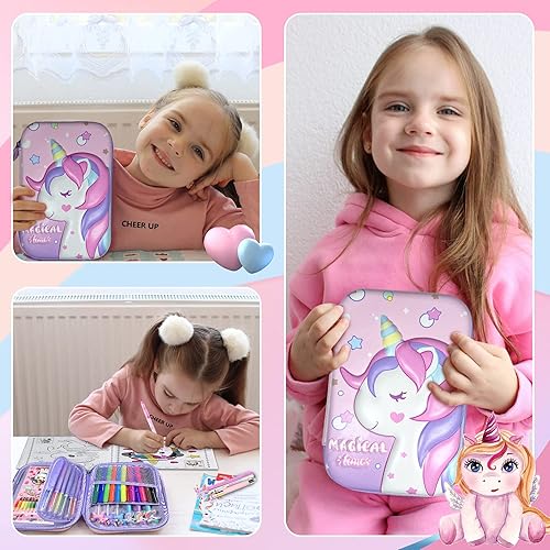 Miniatura 5 de FIRITHYC Juego de marcadores perfumados de frutas, 56 piezas de suministros de arte para niños, regalos de unicornios para niñas, juego de