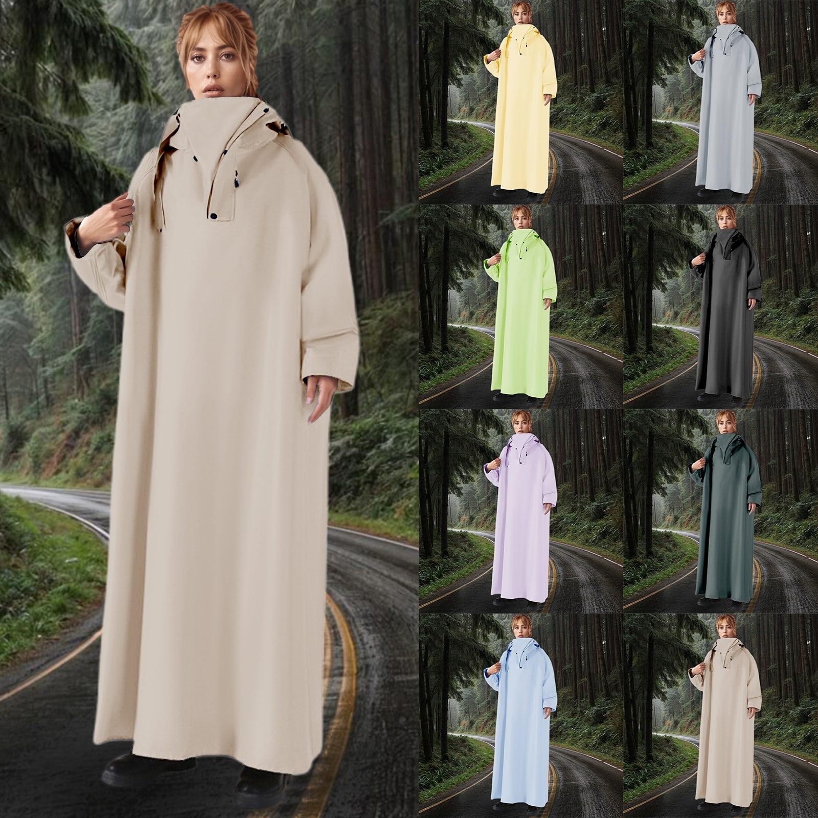 Chubasquero largo para hombre y mujer, impermeable, chaqueta de bicicleta, poncho de lluvia, mono a prueba de viento, chaqueta de lluvia para bicicleta, monocolor, chaqueta de trabajo gruesa