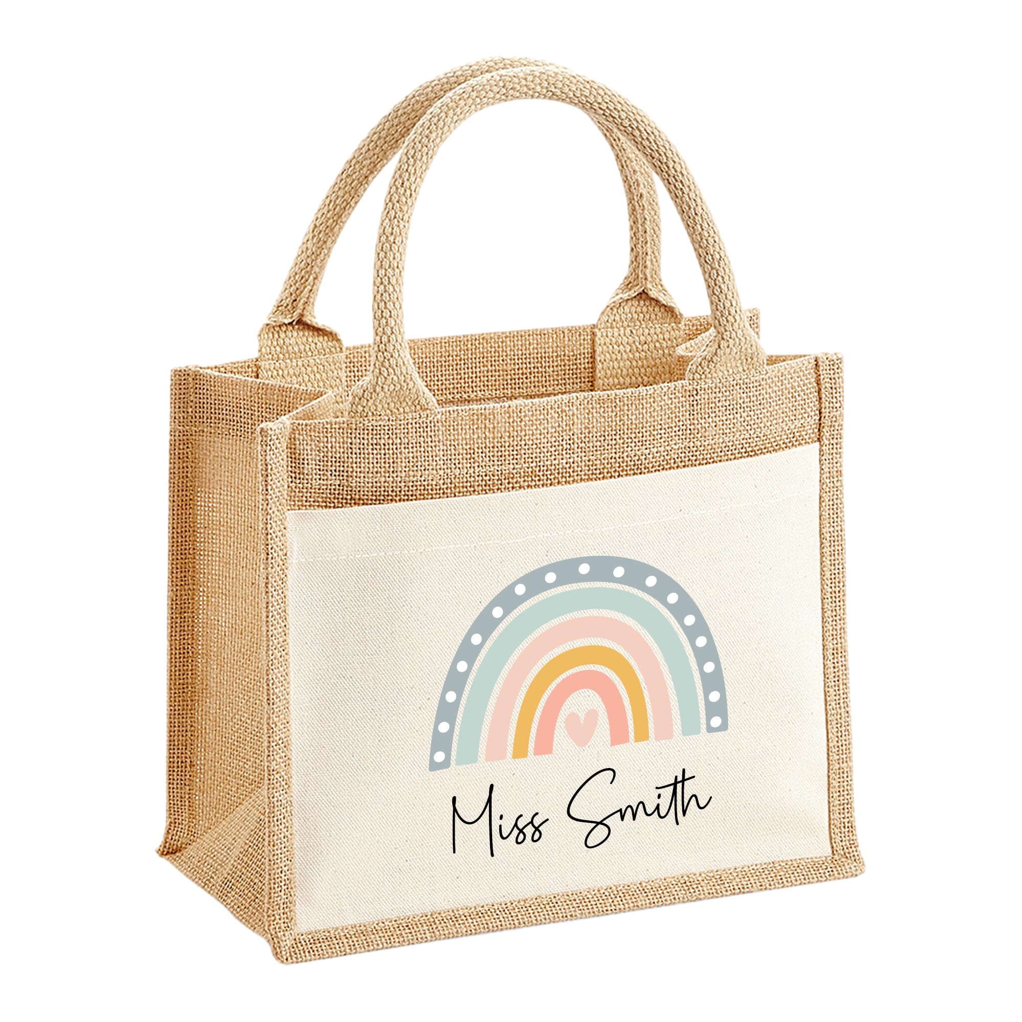 Chicken Craft Personalised Teacher Tote Bag with Name, Rainbow Design, Custom Gift Bag
