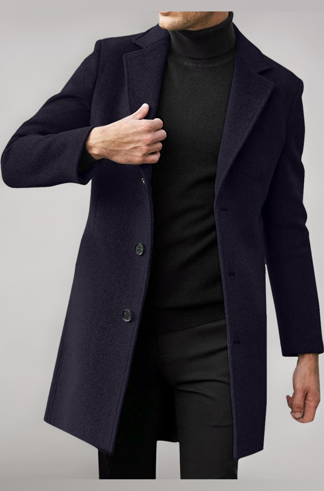 Buy Mastyle® Men's Woolen Long Trench Coat Slim Fit Winter