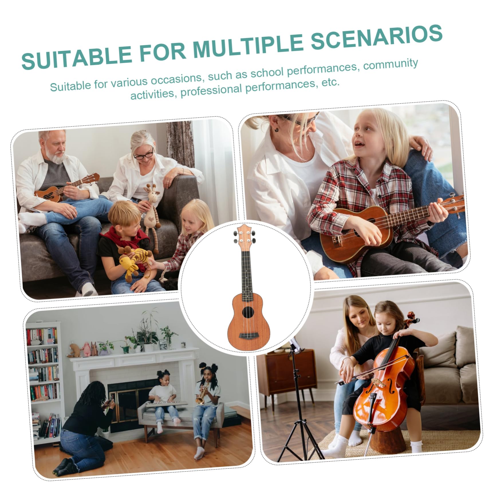 Yardwe Ukulele Soprano in Legno, Strumento Musicale a 4 Corde, per Ragazzo Ragazza, Studio e Pratica, per Principianti, 21 Pollici