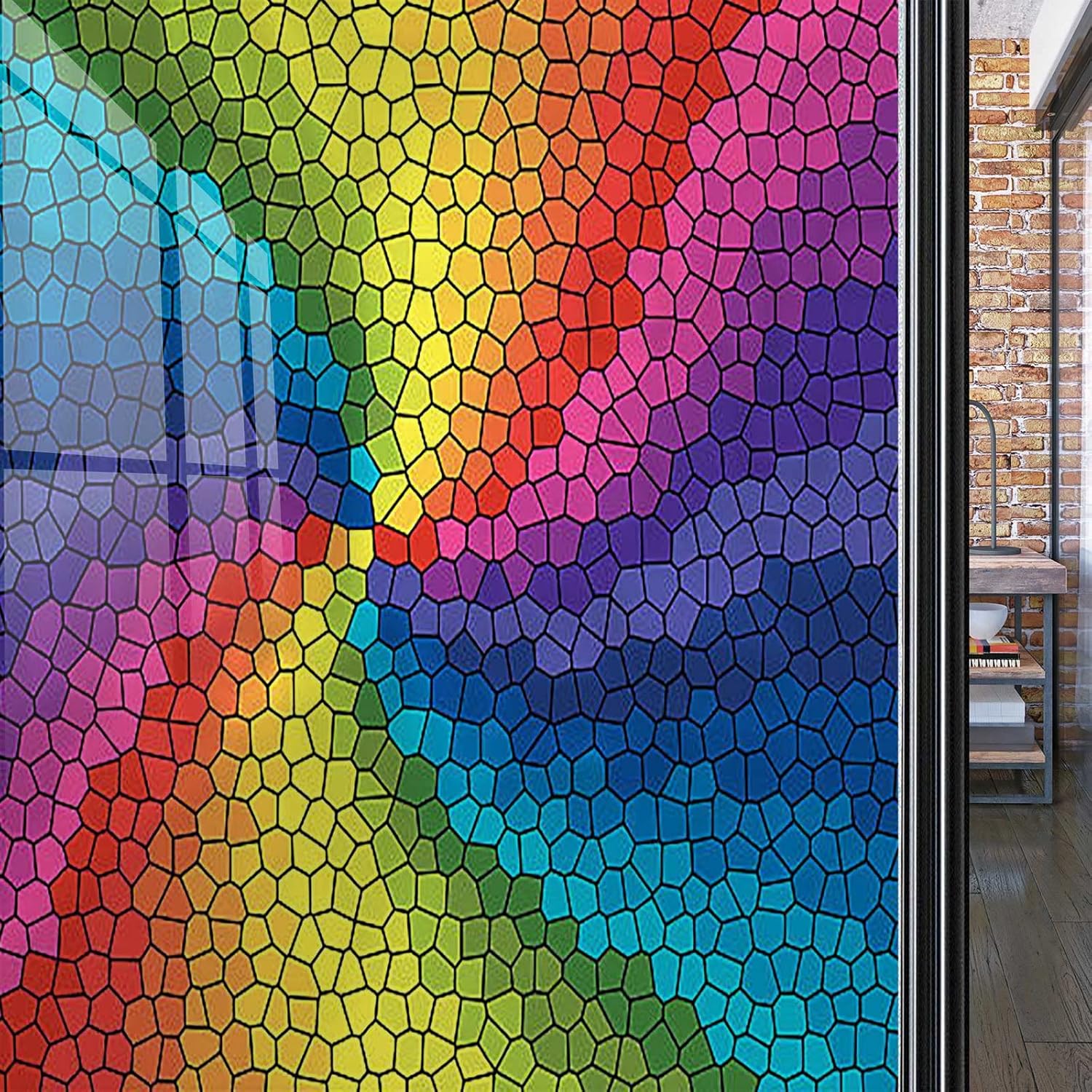 Stained Glass Window Film Abstract Colorful Anti UV Static