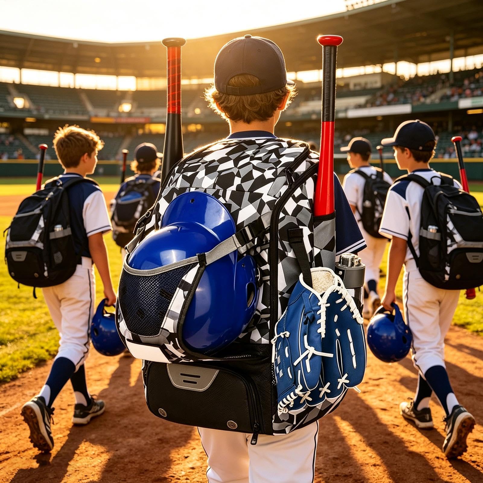 Genérico Pro Sport Carrier Travel Drużyna baseballowa Dodatkowa przestrzeń z uchwytem na szpilki ergonomiczny uchwyt z tkaniny Oxford, wentylowany nowoczesny styl, zestaw do gry w boisko