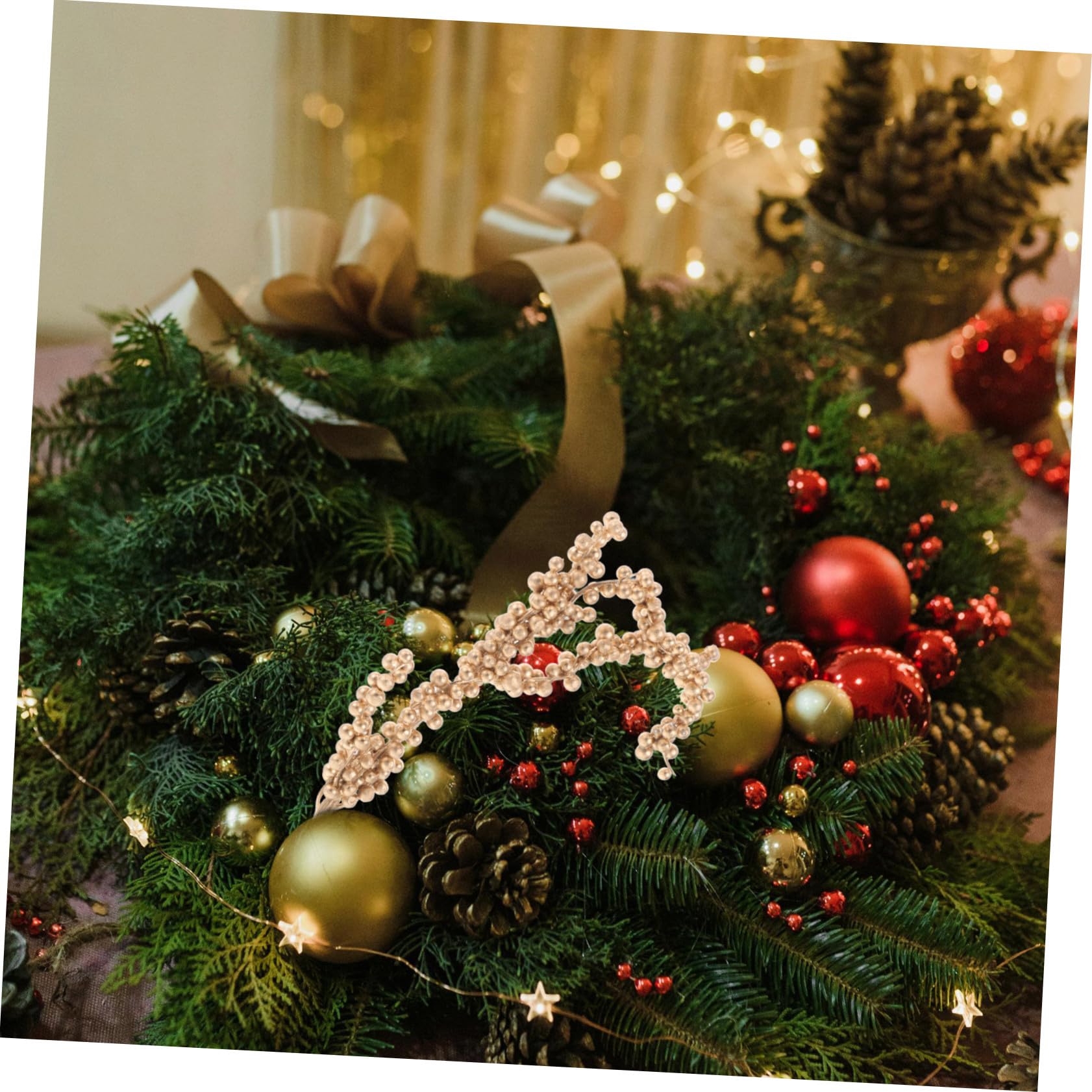 Lot De 3 Branches De Baies Artificielles Dorées Dorées Mousseuses Décoratives en Plastique pour Noël Décoration Intérieure Fête