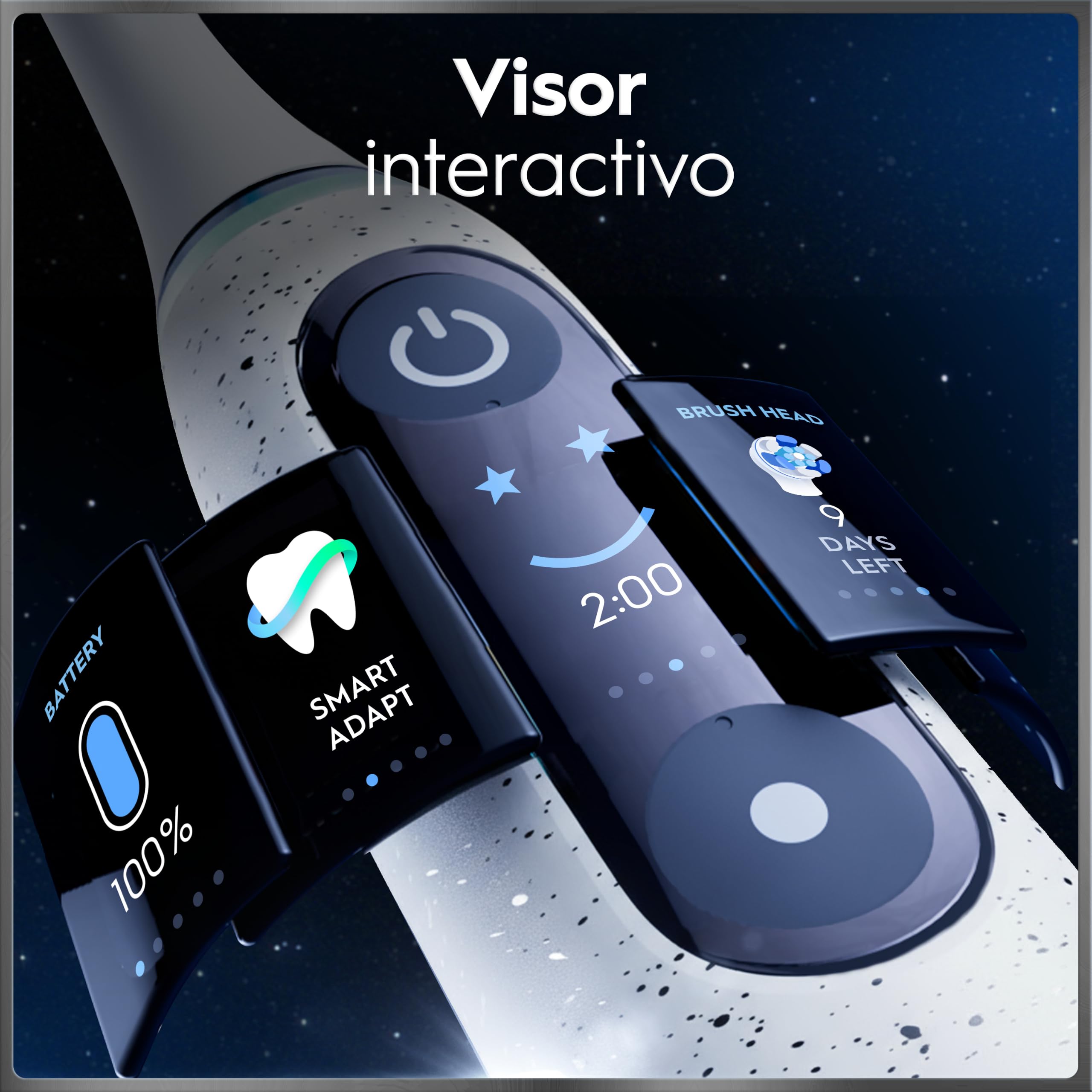 Oral-B iO 10 Cepillo de Dientes Eléctrico Blanco, con 3 Cabezales y 1 Estuche Cargador de Viaje, Diseñado por Braun
