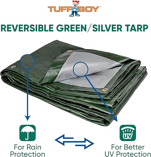 Miniatura 2 de Lona impermeable de 10 x 12 pulgadas, lona impermeable, cubierta de lona de polietileno resistente a los rayos UV, lona a prueba de rasgaduras y