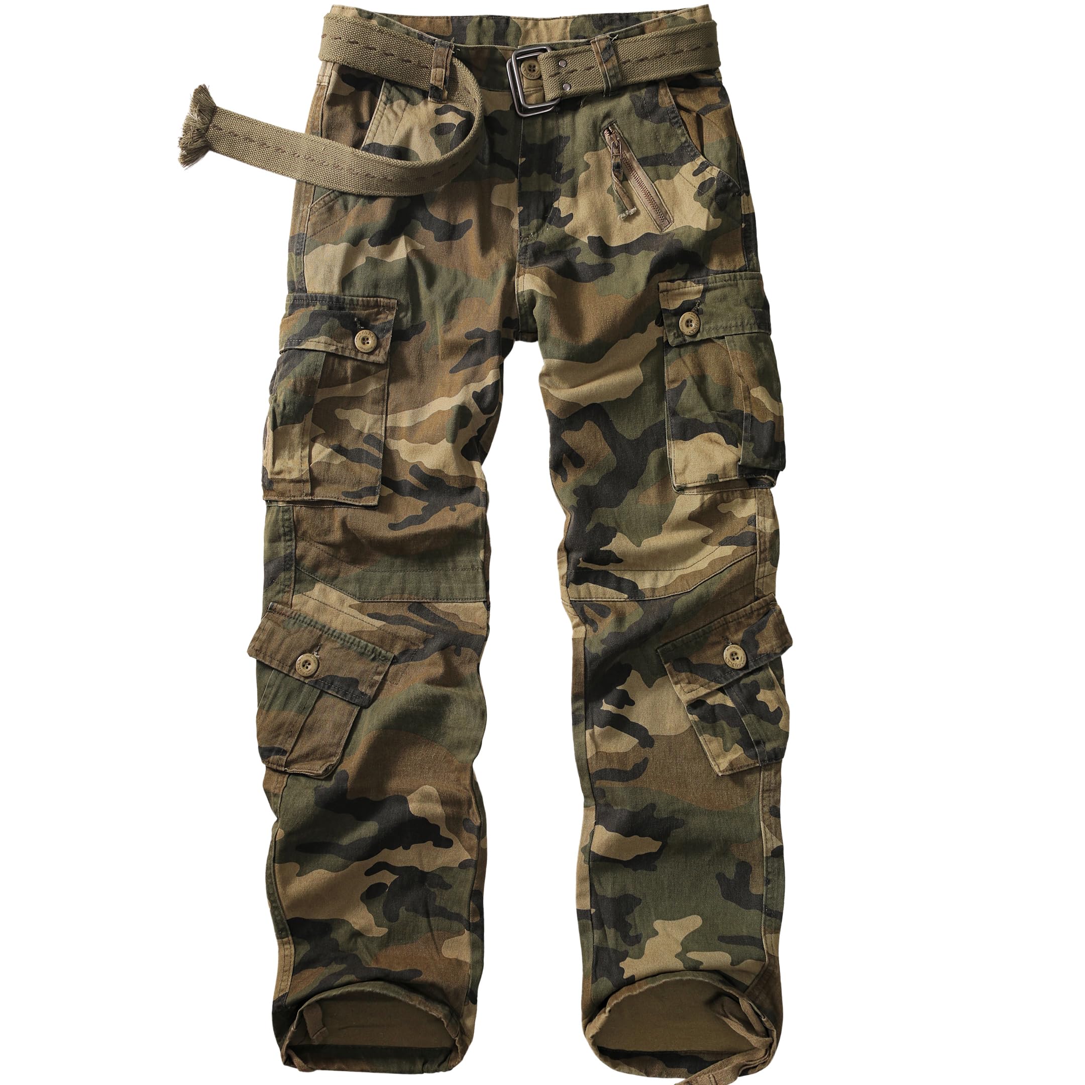 Womens Cargo Pants Army Combat Work Pants with 8 Pockets Casual Cotton Ripstop Construction Pants 2083 M Camo