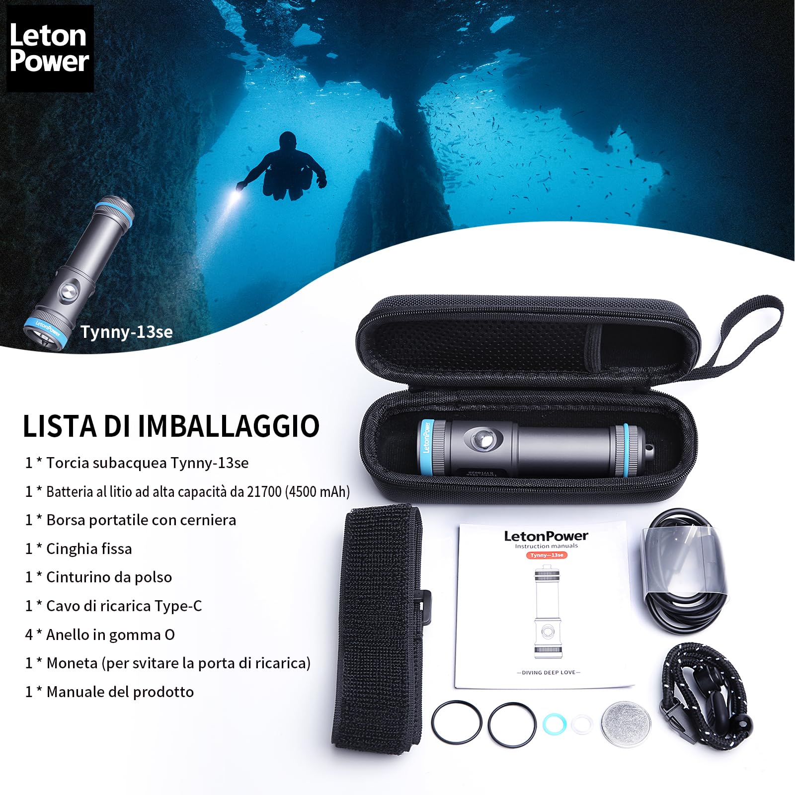 Sursnong N15 6000 Lumens Diving Video Torch - Professional Diving Flashlight with 90 CRI, 6500K White Light, for Diving / Underwater Photography/(IP68 Waterproof, 80m Depth Sursnong N15 6000 Lumens Diving Video Torch - Professional Diving Flashlight with 90 CRI, 6500K White Light, for Diving / Underwater Photography/(IP68 Waterproof, 80m Depth
