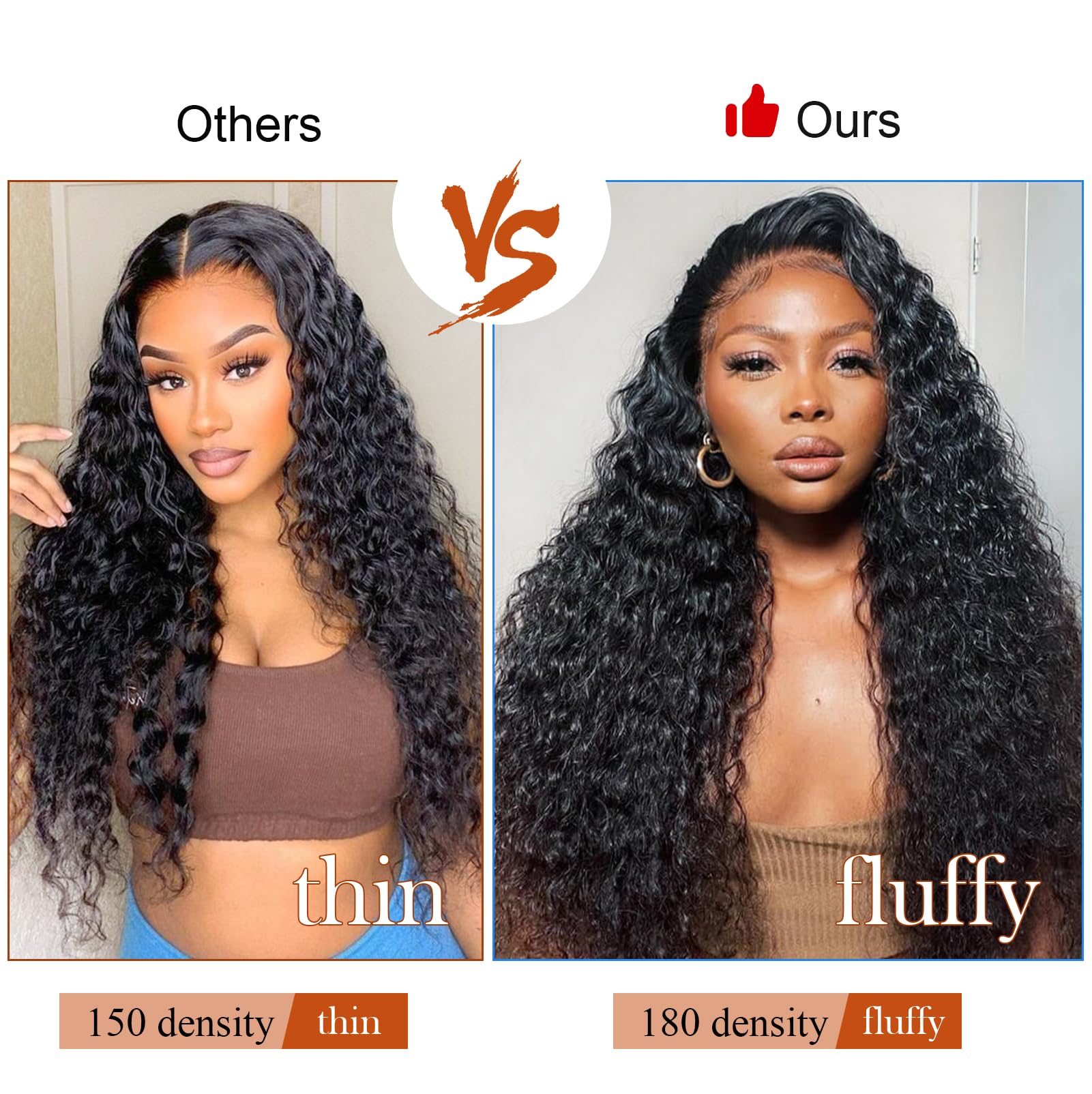 PLADIO 30 Inch 13x6 Deep Wave Lace Front Wigs Human Hair 180 Density Deep Curly Lace Front Wigs Human Hair for Women Glueless Lace Frontal Wig Pre Plucked with Baby Hair(30inch 13x6curly) Product Image 2